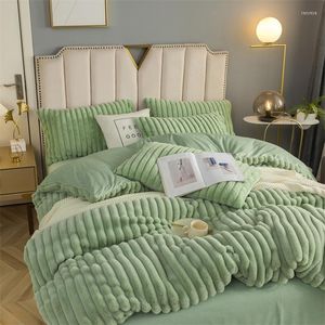 Bedding Sets Luxury Super Soft Velvet Fleece Conjunto de lã de pelúcia/tampa de edredom colcha de cama travesseiros de linho 4pcs