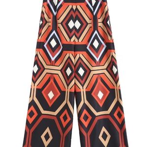 Women's Pants Capris Zevity Women Vintage Geometric Print High Waist Wide Leg Pants Female Chic Side Zipper Retro Ankle Length Trousers P1287 220916