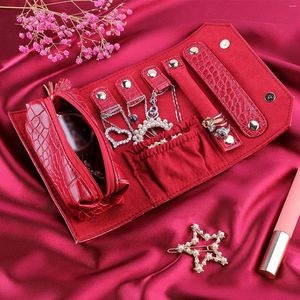 Bekijk dozen draagbare sieraden roll pakket opslag organizer Velvet binnen afneembaar cadeau voor kleindochters moeders vrienden