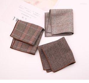 Bow Ties Men s Wool Fabric Suit Pocket Square British Retro Bh Light Yellow Coffee Brown Brown