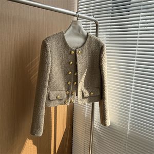 Miscele di lana da donna Runway Tweed Fashion Cappotto di lana doppiopetto oro piccolo profumo da donna Giacca di lana di lusso di marca Casaco Outwear Top 220916