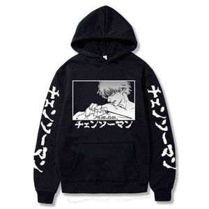 Erkek Hoodies Sweatshirts Yeni Japon Anime Grafik Hoodie Erkekler Monsew Men Denji Kazak Sweatshirt Unisex Erkekler Büyük Boy Hoodie Street Giyim G220916