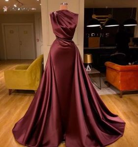 Satin A-Line Prom Arabic Bateau Plus Size Evening Gown Vintage Long Formal Party Bridesmaid Dress