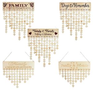 Weihnachtsdekorationen 9 Typen Holz Geburtstagskalender Board DIY Family Friends Datteln Erinnern Schild Home Party Wall Hanging Decor Planer Board Geschenk 220916