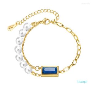 2022 nuova moda braccialetto semplice doppio strato in acciaio inossidabile perla d'acqua dolce naturale braccialetto da donna bracciali in oro femme per le donne di alta qualità