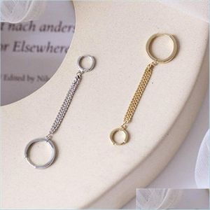 Hoop Huggie Conjoined Earrings Double Ear Hole Single Short Ears Clasp Personality Simplicity Girl Women Chain Hoop Earring Fashion Dhfvo