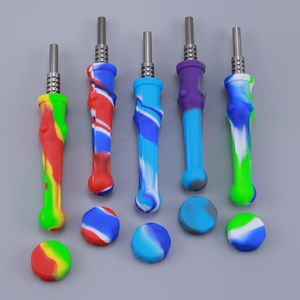 Tubos de silicone nc com aço inoxidável quartzo ponta fumando tubo de palha plataformas de óleo de vidro acessórios de fumaça