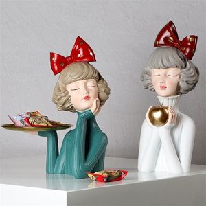 Other Event Party Supplies Sculpture Modern Art Resin Statue Girl Model Nordic Home Decor Accessories Living Room Decoration Christmas Decorations Gifts 220916