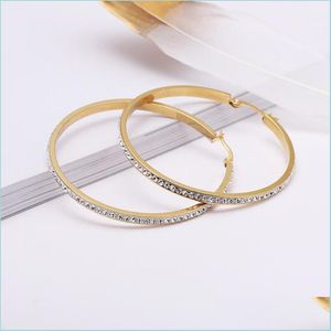 Hoop Huggie Titanstahl Kristall Diamante Gold Ohrringe Mode Joyas Großer Ohrring für Frauen Schmuck 330 N2 Drop Lieferung 2021 Dhsel Dhkyc