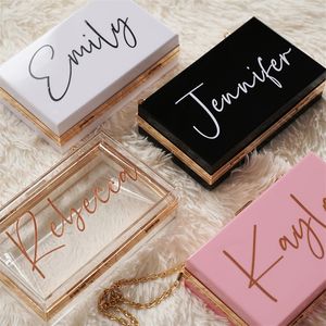 Weihnachtsdekorationen, personalisierte Acryl-Clutch, Brautjungfern-Geschenk, durchsichtige Umhängetasche, Make-up-Tasche, Junggesellinnenabschied, Hochzeitsgeschenke für Gäste 220916