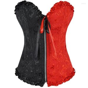 Bustier Corsetti Overbust Corsetto Sexy Pizzo Taglie forti Zip erotica Donna Bustier Lingerie Top Bianco Nero Moda vittoriana Body Shapewear