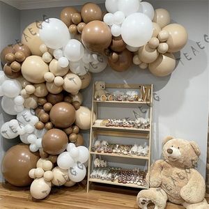 Andra evenemangsfestleveranser 124 st/set White Coffee Balloon Garland Arch Kit Beige Balloons For Birthday Valentine's Day Wedding Decoration Baby Shower 220916