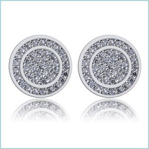 Charm New Fashion Earrings For Stud Cz Round Out Mens Sier Gold Diamond Punk Rock Bling Iced Wedding 772 Q2 Drop Delivery 2021 Jewelry Dhcdw