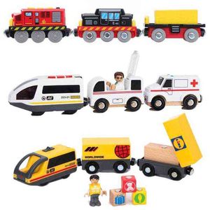 Diecast Model s New Magnetic Train Ambulance Police Car Fire Truck Helicopter Compatible Brio Wood Track Children's Toys 0915
