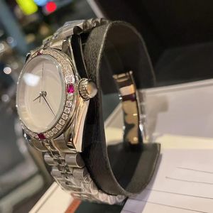 Orologio da donna di design al quarzo, anello di diamanti da 31 mm, vetro zaffiro, cinturino classico pieghevole, orologio impermeabile U1