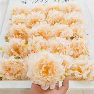 Faux Floral Greenery 5pcs симуляция пионов цветы свадебная фоновая фоновая цветочная стена цветочный кусок декоративный пион цветок головы J220906