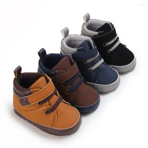 Sapatos atléticos meninos tênis tênis macios solteira alta tornozelo infantil booties pu pU criança nascida pré-caminhada primeiro andando 0-18m