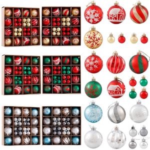 Decorações de Natal 44pcs Árvore de Natal Verde Verde Bolas penduradas Ornamento Painteado Bola Decorativa Bola Decoração de Christmas Decoração do ano Presentes 220916