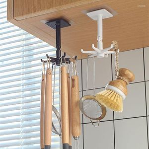 Hooks Kitchen Wall Mounted Hanger Bathroom Organizer Towel Rack Rotating Door Coat Hook Holder For Hanging