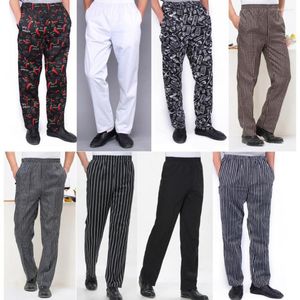 Men's Pants Men Stripe Plaid Chili Printed El Restaurant Kitchen Chef Work Long