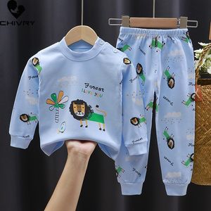 Kids Boys Girls Pajama يضع بيجاماس كرتون طباعة الأكمام الطويلة الطويلة Tshirt قمم مع سراويل طفل طفل ملابس خريف 2209H