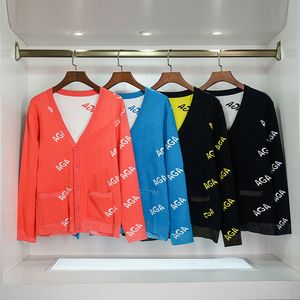 22FW Дизайнерские свитера для мужчин Женщины красочные буквы вышивки вязаные толстовка повседневная толстовка из трикотаж Модные женские кардиган