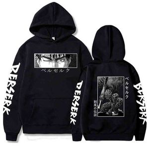 Herrtröjor tröjor japanska anime berserk guts hoodie män kawaii manga grafiska mode pullover kläder g220916