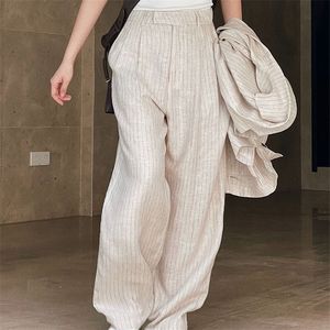 Women's Pants Capris Spring Summer Women's Casual Striped High Waist Loose Wide Leg Pants 220916