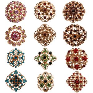 Fashion Jewelryes Plated Crystal Rhinestones Small Bejeweled Brooch for Wedding Bridal Party Round Bouquet DIY Rhinestone Accessories