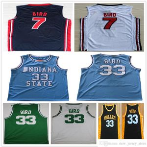 Gestikte NCAA Vintage Indiana State Sycamores College Basketball Jerseys Bird Jersey Nation Team Dream Larry Baby Blue Black Val2132