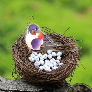 Decorative Figurines Easter Micro Fairy Garden Decoration Miniature Figurine Toys Crafts DIY Accessories Artificial Birds Nest Simulation