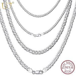 U7 Solid Sterling Silver Chain For Men Women Teen Sieraden Italiaanse Figaro Cubaanse Curb Chains Layering Necklace SC289 R