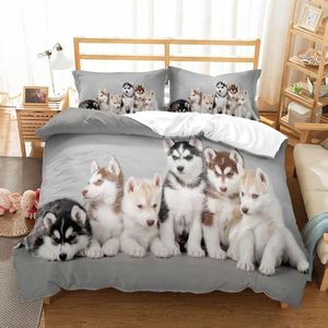 Bettw￤sche Sets Sch￶ne Hunde Tier 3D s￼￟e Husky Bettlinge Quilt Cover Set Kinder Bettdecke Bett W￤sche Kissenbezug Haustiere Hund Hund