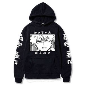 Męskie bluzy bluzy Japońskie My Hero Academia Graphic Long Sleeve Anime Funny Bakugou Katsuki HARAJUKU Sudadera Pullover G221008