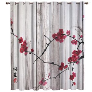 Curtain Vintage Wood Textured Background Ink Plum Floral Fabric Kids Window Treatment Hardware Sets Curtains For The Kitchen Living Room