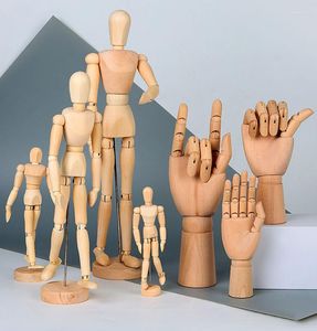 Decorative Figurines Wooden Hand Man Wood Drawing Mannequin Rotatable Modle Artist Movable Limbs Human Male Miniatures Decoration Crafts