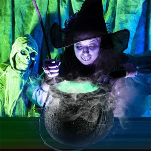 Decoração de festas Halloween colorido vaso de bruxa novidade Candy Cauldron Smoke Machine Fog Torne o festival de balde de decoração de ornamento de decoração de decoração 220915