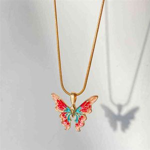 Chokers Fashion Women New Design Enamel Butterfly Necklaces Thai Doll Butterfly Pearl Necklace Double Choker Necklaces Jewelry 2022 J220916