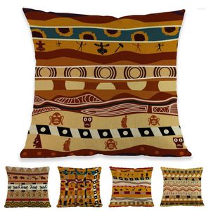 Cuscino con motivi geometrici di arte nazionale africana, caccia, carattere, totem, federa per casa, divano, copertura decorativa per auto