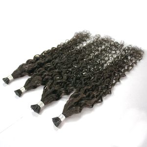 Hotsale I Tip Saç Uzantıları 200strands Lot Kinky Kıvırcık Keratin Çubuğu Brezilya Bakire Saç Uzatma 200 Gram