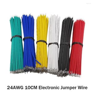 Akcesoria oświetleniowe 100pcs Połysany blaszany kabel lutowania płytki puły PCB 24AWG 10 cm elektroniczny przewód skoczkowy biały czarny zielony czerwony niebieski żółty 5