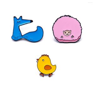 Broches broches de animais - fofo pequeno frango amarelo rosa armadillo azul emblema feminina saco de roupas femininas acessórios