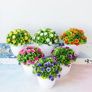 Decorative Flowers Mini Potted Artificial Eucalyptus Plants Greenery In Pots Small Fake Plant Plastic Flower Indoor Home Bedroom Shelf
