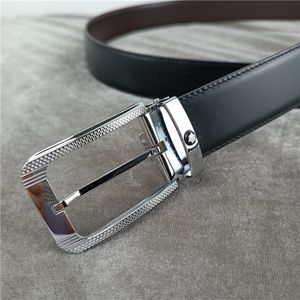 Designer Big Pin Mont Buckle Reversible Belts Fashion Men Women Real Leather Belt Width 3.4cm