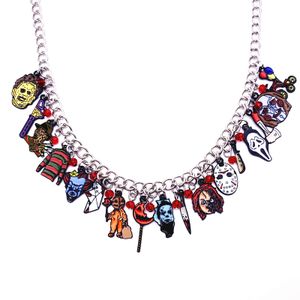 Colares com pingente L Jason Voorhees Freddy Krueger Halloween Michael Myers Colar de charme de terror Presentes para menina mulher Sier D Amajewelry Amsyv