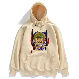 Heren Hoodies Sweatshirts Pullover Japan Anime EEN STUK Kleding Roronoa Zoro Cartoon Print Mannelijke Hoodie Vintage Punk Hoodies Hip Hop Losse Sweatshirt Heren G220915