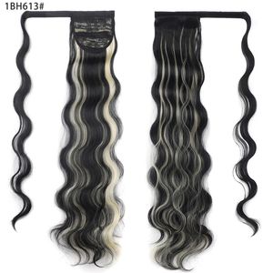 Enrolador de rabo de cavalo longo sintético em torno do clipe em Extensão de Cabelo Pony Casal Naturalasl Fibra Falsa Cabelo Cabelo Fibra