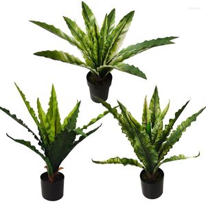 Decorative Flowers 80CM Large Artificial Palm Tree Plastic Fern Leaf Tropical Plant Big Fake Cypress Branch For Home Garden Decor