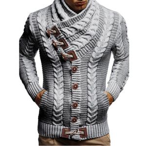 Maglioni da uomo Cardigan a collo alto lavorato a maglia Moda Maglione Cappotti Sciarpa Collo Casual Streetwear Autunno Inverno Caldo Cardigan Uomo 220916