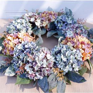 Decorações de natal Hydrangea Wreath Wedding Flor Flower Christmas Garland Home Door Dropship 220916